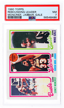 1980 Topps Kareem Abdul-Jabbar/Mike Gale/Sidney Moncrief #140 PSA 7