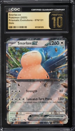 2025 Pokemon Scarlet & Violet Prismatic Evolutions Holo Snorlax Ex #76 CGC 10 PRISTINE