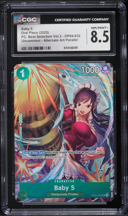 2025 One Piece PC Best Selection Vol 3 Alt Art Baby 5 #OP04-032 CGC 8.5 NM-MT+