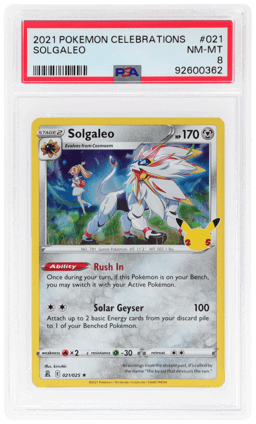 2021 Pokemon Sword and Shield Celebrations Solgaleo #21 PSA 8