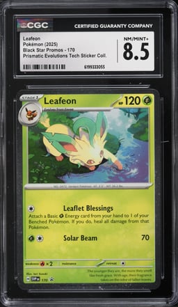 2025 Pokemon SV Promo Prismatic Evolutions Tech Sticker Leafeon #170 CGC 8.5 NM-MT+