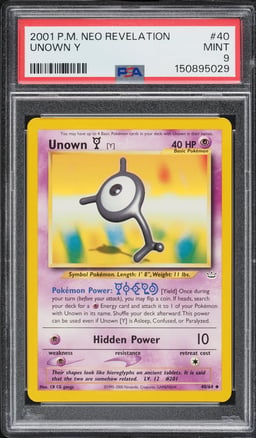 2001 Pokemon Neo Revelation Unown Y #40 PSA 9 MINT