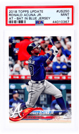 2018 Topps Update At Bat In Blue Jersey Ronald Acuna Jr. #US250 PSA 9