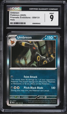 2025 Pokemon Scarlet & Violet Prismatic Evolutions Holo Umbreon #59 CGC 9 MINT