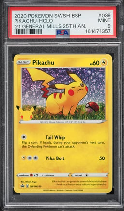 2020 Pokemon SWSH Promo General Mills 25th Anniversary Holo Pikachu #SWSH039 PSA 9 MINT