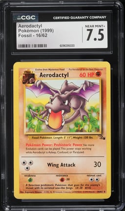 1999 Pokemon Fossil Aerodactyl #16 CGC 7.5 NRMT+