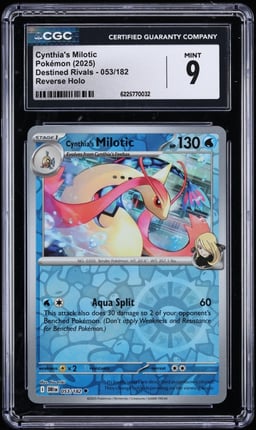 2025 Pokemon Scarlet & Violet Destined Rivals Reverse Holo Cynthia's Milotic #053 CGC 9 MINT