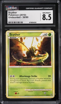 2010 Pokemon HeartGold & SoulSilver Undaunted Scyther #36 CGC 8.5 NM-MT+