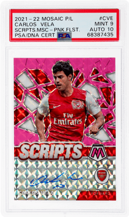 2021 Panini Mosaic Premier League Scripts Mosaic Pink Fluorescent Carlos Vela #SMCVE 4/10 PSA 9