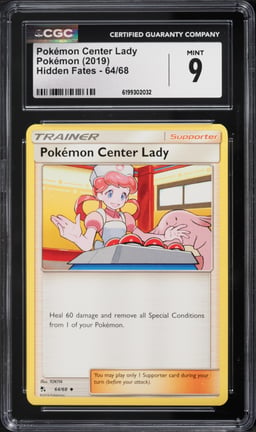 2019 Pokemon Sun & Moon Hidden Fates Pokémon Center Lady #64 CGC 9 MINT