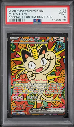 2026 Pokemon Mega Evolution Perfect Order SIR Meowth ex #121 PSA 9 MINT