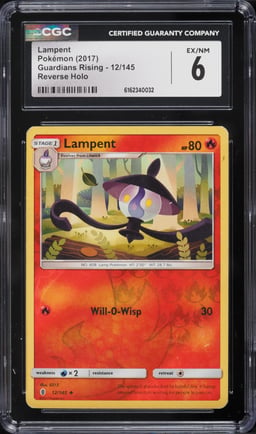 2017 Pokemon Sun & Moon Guardians Rising Reverse Holo Lampent #12 CGC 6 EXMT