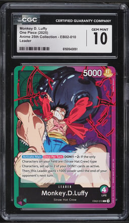 2025 One Piece Anime 25th Collection Leader Monkey D. Luffy #EB02-010 CGC 10 GEM MINT