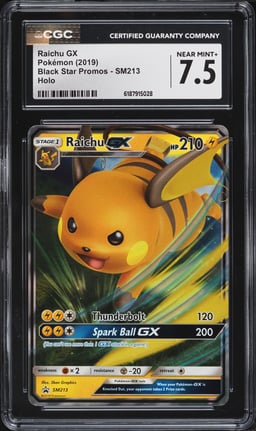 2019 Pokemon Sun & Moon Promo Hidden Fates Holo Raichu GX #SM213 CGC 7.5 NRMT+