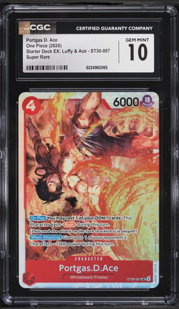 2026 One Piece Starter Deck EX: Luffy & Ace SR Portgas D. Ace #ST30-007 CGC 10 GEM MINT