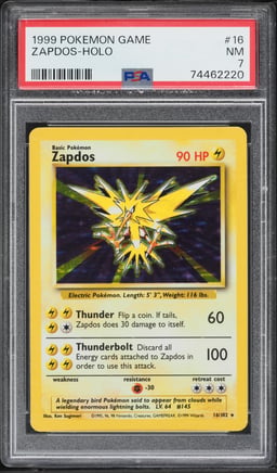 1999 Pokemon Base Set Holo Zapdos #16 PSA 7 NRMT