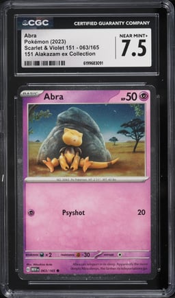 2023 Pokemon Scarlet & Violet 151 Collection Abra #63 CGC 7.5 NRMT+