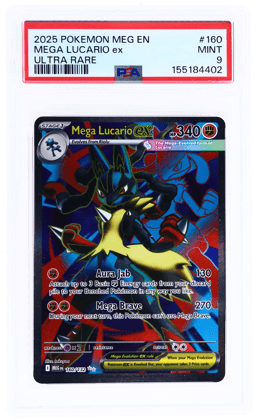 2025 Pokemon Mega Evolution Ultra Rare Mega Lucario Ex #160 PSA 9