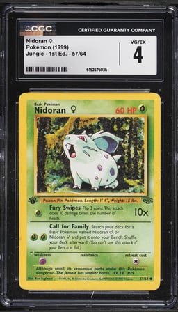 1999 Pokemon Jungle 1st Edition Nidoran #57 CGC 4 VGEX
