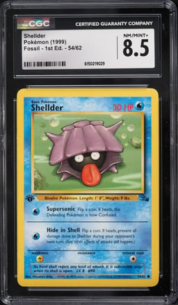 1999 Pokemon Fossil 1st Edition Shellder #54 CGC 8.5 NM-MT+