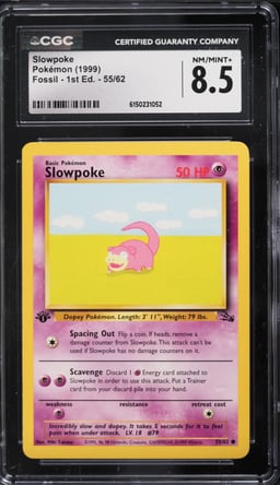 1999 Pokemon Fossil 1st Edition Slowpoke #55 CGC 8.5 NM-MT+