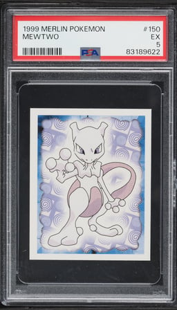 1999 Pokemon Merlin Stickers Mewtwo #150 PSA 5 EX