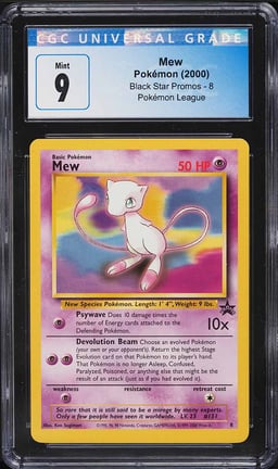 2000 Pokemon League Black Star Promo Mew #8 CGC 9 MINT