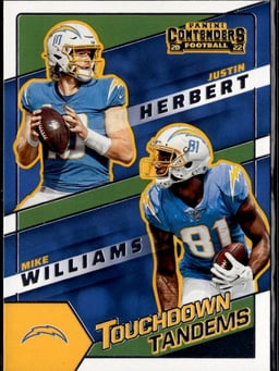 2022 Justin Herbert, Mike Williams #TDT-LAC Contenders Touchdown Tandems