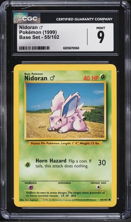 1999 Pokemon Base Set Nidoran #55 CGC 9 MINT