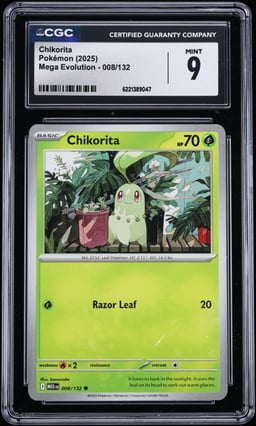 2025 Pokemon Mega Evolution Chikorita #8 CGC 9 MINT