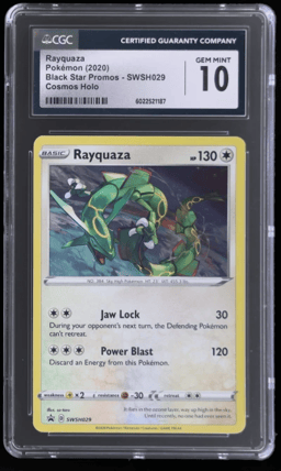 2020 Pokemon Black Star Triple Blisters Pack Promo Holo Rayquaza #SWSH029 CGC 10