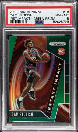 2019 Panini Prizm Instant Impact Green Cam Reddish #18 PSA 8