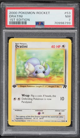 2000 Pokemon Team Rocket 1st Edition Dratini #53 PSA 7 NRMT