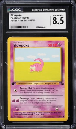 1999 Pokemon Fossil 1st Edition Slowpoke #55 CGC 8.5 NM-MT+