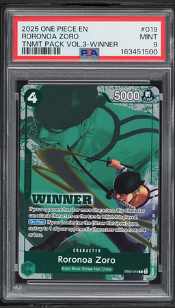 2025 One Piece Tournament Pack Vol. 3 Winner Alt Art Roronoa Zoro #EB02-019 PSA 9 MINT