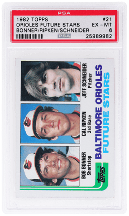 1982 Topps Orioles Future Stars Bob Bonner/Cal Ripken Jr./Jeff Schneider #21 PSA 6