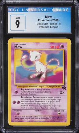 2000 Pokemon League Black Star Promo Mew #8 CGC 9 MINT