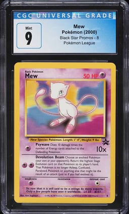 2000 Pokemon League Black Star Promo Mew #8 CGC 9 MINT