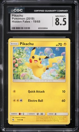 2019 Pokemon Sun & Moon Hidden Fates Pikachu #19 CGC 8.5 NM-MT+