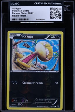2014 Pokemon Furious Fists Reverse Holo Scraggy #66 CGC AUTH