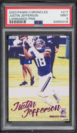 2020 Panini Chronicles Luminance Pink Justin Jefferson ROOKIE #217 PSA 9 MINT