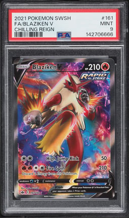 2021 Pokemon Sword & Shield Chilling Reign Full Art Blaziken V #161 PSA 9 MINT