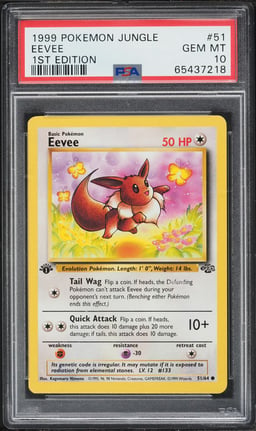 1999 Pokemon Jungle 1st Edition Eevee #51 PSA 10 GEM MINT