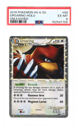 2010 Pokemon Heart Gold and Soul Silver Unleashed Holo Ursaring #89 PSA 6