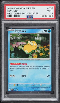 2025 Pokemon Mega Evolution Black Star Promo 3 Pack Blister Psyduck #7 PSA 9 MINT