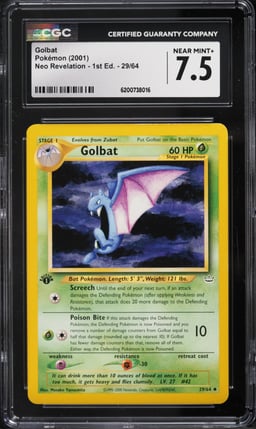 2001 Pokemon Neo Revelation 1st Edition Golbat #29 CGC 7.5 NRMT+