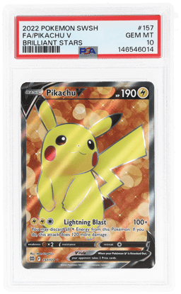 2022 Pokemon Sword and Shield Brilliant Stars Pikachu V #157 PSA 10