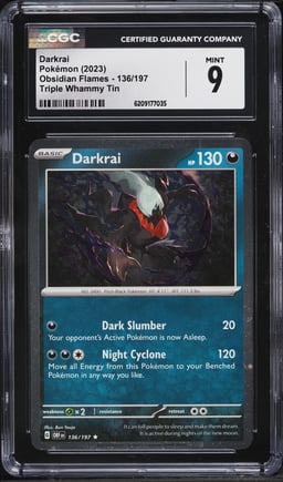 2023 Pokemon Scarlet & Violet Obsidian Flames Triple Whammy Tin Darkrai #136 CGC 9 MINT