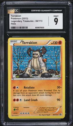 2013 Pokemon Black & White Legendary Treasures Holo Terrakion #84 CGC 9 MINT