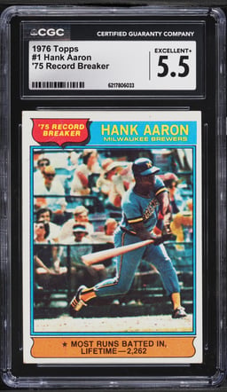 1976 Topps Hank Aaron RECORD BREAKER #1 CGC 5.5 EX+